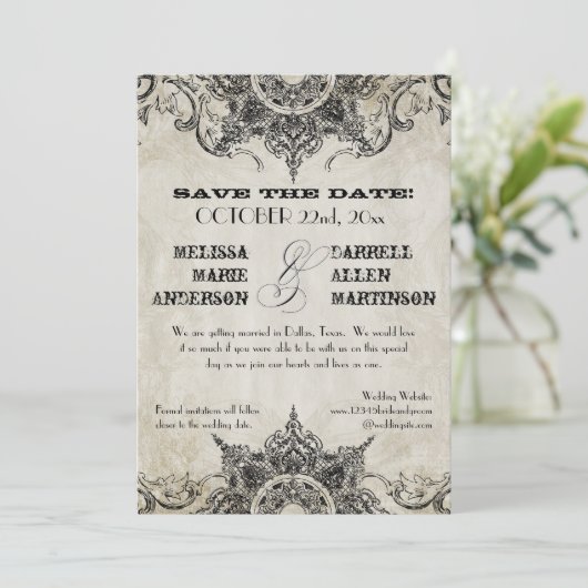 Typografy Style Gravers Schriftart Swirl Schnörkel Einladung (Stehend Vorderseite)