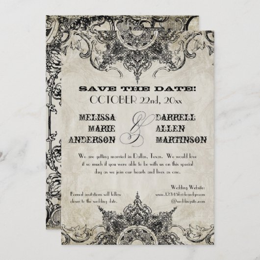 Typografy Style Gravers Schriftart Swirl Schnörkel Einladung (Vorne/Hinten)