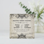 Typografy Style Gravers Schriftart Swirl Schnörkel Save The Date (Stehend Vorderseite)