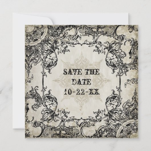 Typografy Style Gravers Schriftart Swirl Schnörkel Save The Date (Rückseite)