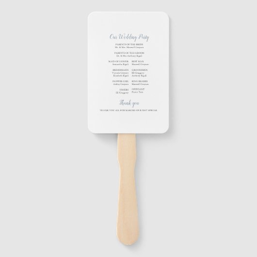 Typografy Wedding Program Fan Fächer (Rückseite)