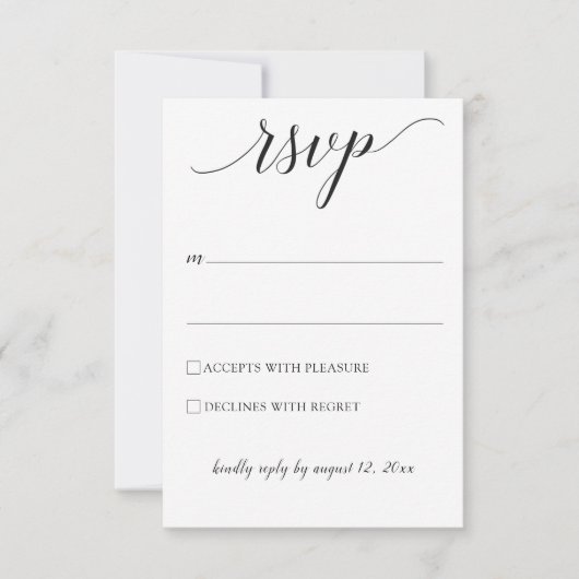 Typografy Wedding RSVP / Reply Card (schwarz) Karte (Vorderseite)