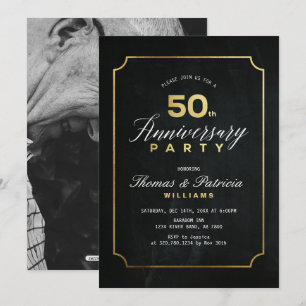 Typograph Gold 50. Hochzeitstag Einladung