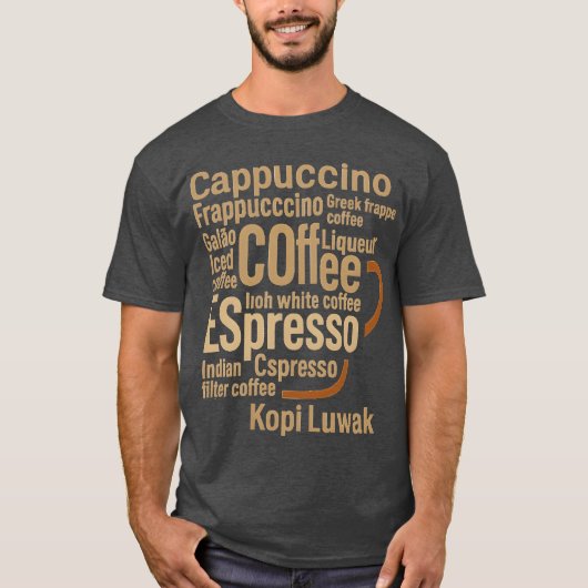 Typographic Coffee Cup Design gift T-Shirt (Vorderseite)