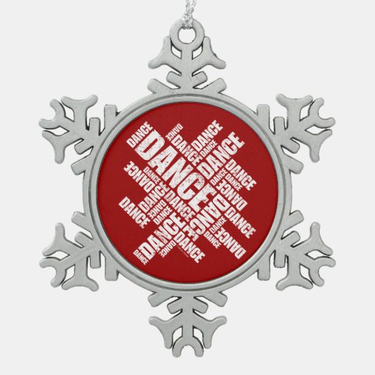 Typographic Dance (Distressed) Snowflake Pewter Ch Schneeflocken Zinn-Ornament (Vorderseite)