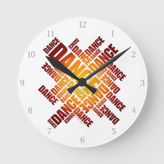 Typographic Dance Runde Wanduhr (Vorderseite)