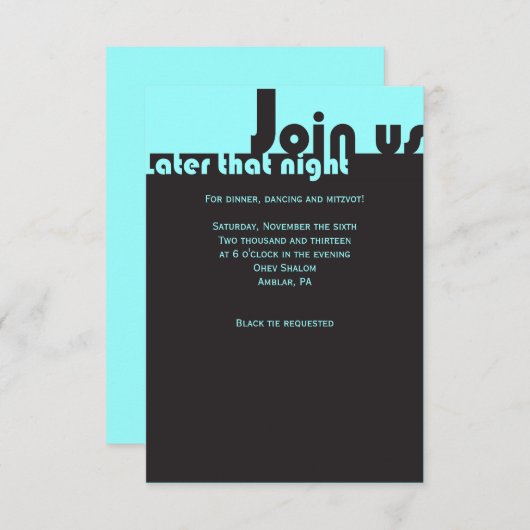 TYPOGRAPHIE Bar Bat Mitzvah Party Neon Einladung (Vorne/Hinten)