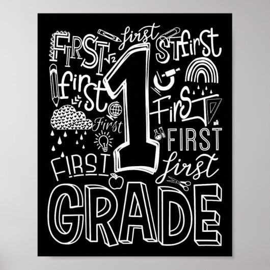 Typography 1st Grade Team Student Teacher  Poster (Vorne)