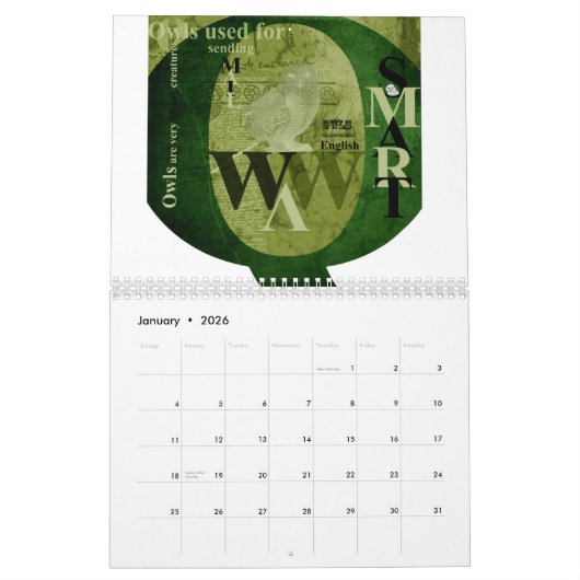 Typography Calendar Kalender (Jan 2026)