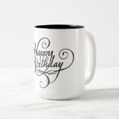 Typography Happy Birthday Mug Zweifarbige Tasse (VorderseiteRechts)