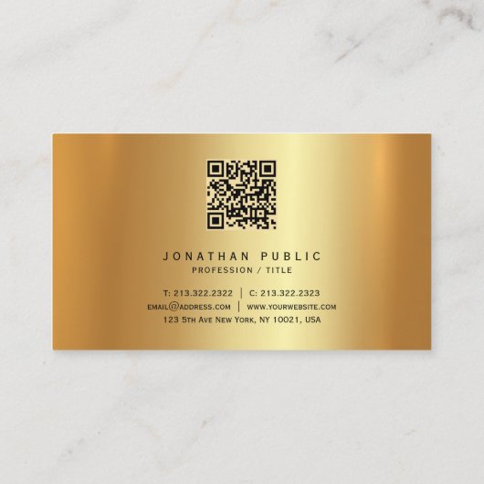 Typography Monogram Gold Premium Silk Luxurious Visitenkarte (Rückseite)