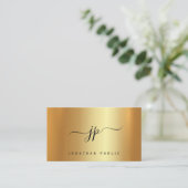 Typography Monogram Gold Premium Silk Luxurious Visitenkarte (Stehend Vorderseite)