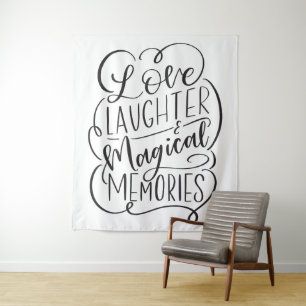 Typography Phrase Liebe Lachen Magische Erinneru Wandteppich
