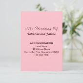 Typography Pink Wedding Accommodation Portrait Begleitkarte (Stehend Vorderseite)