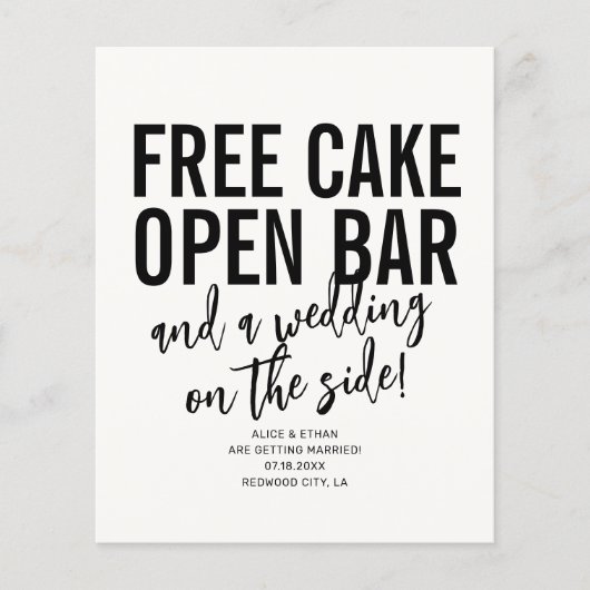 Typography QR Code Free Cake Wedding Save The Date Flyer (Vorne)