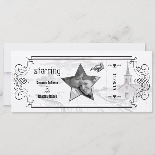 Typography Quotient Ticket Wedding Einladungen (Rückseite)