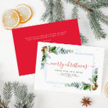typography red merry christmas moving announcement feiertagskarte<br><div class="desc">A modern merry christmas card design with bold red typography.</div>