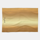 Typography Script Name Elegant Black And Gold Geschirrtuch (Horizontal)