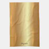 Typography Script Name Elegant Black And Gold Geschirrtuch (Vertikal)