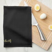 Typography Script Name Template Black And Gold Geschirrtuch (Viertel Falte)