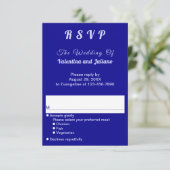 Typography Style Dark Blue Portrait Wedding RSVP (Stehend Vorderseite)