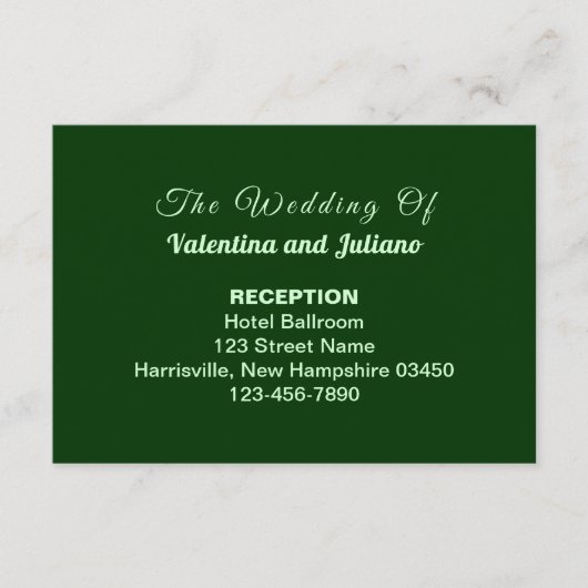 Typography Style Dark Green Wedding Reception Begleitkarte (Vorderseite)