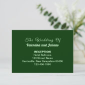 Typography Style Dark Green Wedding Reception Begleitkarte (Stehend Vorderseite)