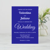 Typography Style Minimalist Dark Blue Wedding Einladung (Stehend Vorderseite)