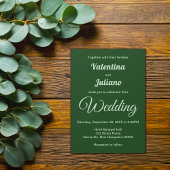 Typography Style Minimalist Dark Green Wedding Einladung