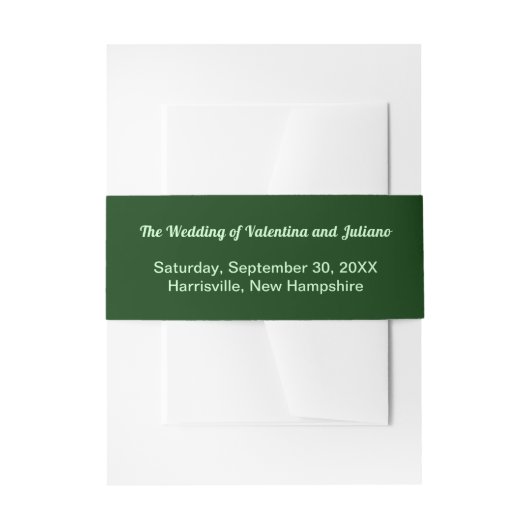 Typography Style Minimalist Dark Green Wedding Einladungsbanderole (Vorderseite Beispiel)