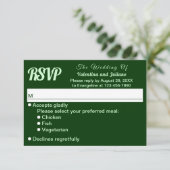 Typography Style Minimalist Dark Green Wedding RSVP Karte (Stehend Vorderseite)