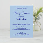 Typography Style Minimalist Light Blue Baby Shower Einladung (Stehend Vorderseite)