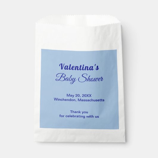 Typography Style Minimalist Light Blue Baby Shower Geschenktütchen (Vorderseite)