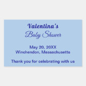 Typography Style Minimalist Light Blue Baby Shower Rechteckiger Aufkleber (Vorderseite)