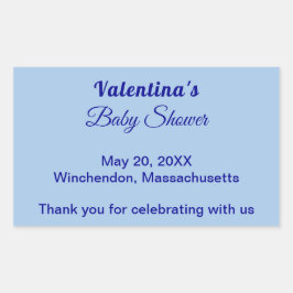 Typography Style Minimalist Light Blue Baby Shower Rechteckiger Aufkleber