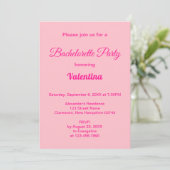 Typography Style Pink Bachelorette Party Einladung (Stehend Vorderseite)