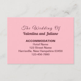 Typography Style Pink Wedding Accommodation Begleitkarte
