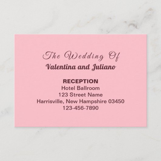 Typography Style Pink Wedding Reception Begleitkarte (Vorderseite)