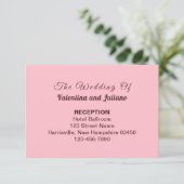 Typography Style Pink Wedding Reception Begleitkarte (Stehend Vorderseite)