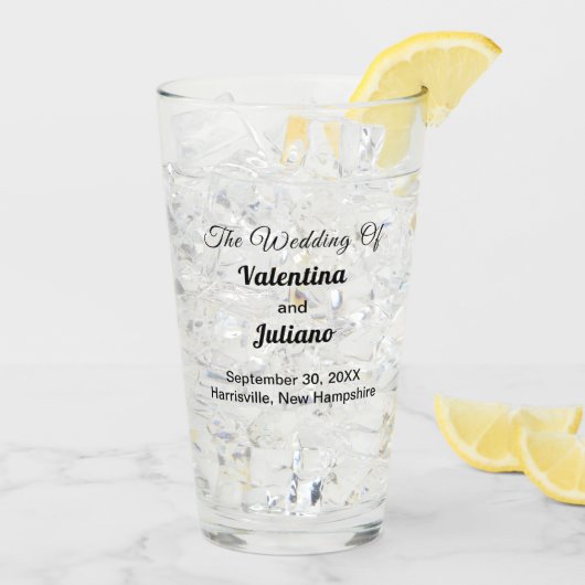 Typography Style Wedding Glass Cup Glas (Rückseite Ice)
