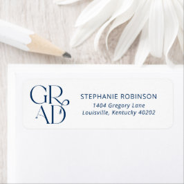 Typography Tassel Blue Graduation Return Address