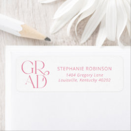 Typography Tassel Pink Graduation Return Address