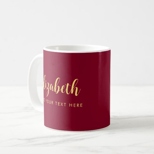 Typography Your Text Name Template Burgundy Red Kaffeetasse (Vorderseite Links)