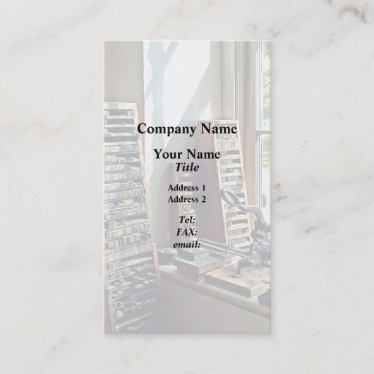 Typologien nach Fenstern der Druckerei Visitenkarte (Vorderseite)