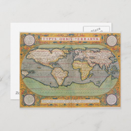 Typus Orbis Terrarum, Weltkarte Postkarte (Vorne/Hinten)