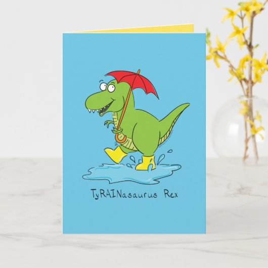 TyRAINosaurus Rex T-rex Dinosaurier Grußkarte Karte (Gelbe Blume)