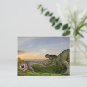 Tyrannosaurs Dinosaur Battle Postkarte (Stehend Vorderseite)