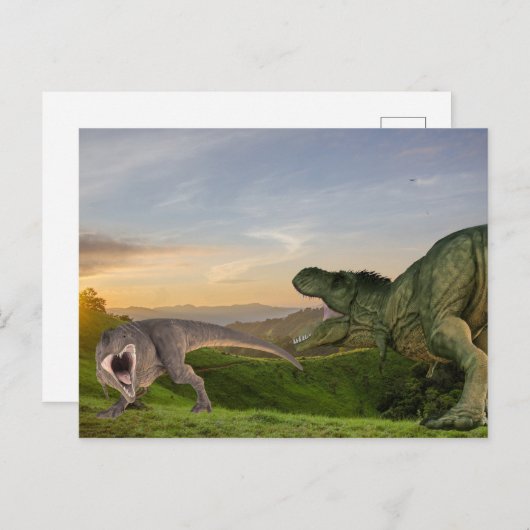 Tyrannosaurs Dinosaur Battle Postkarte (Vorne/Hinten)