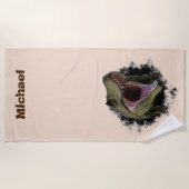 Tyrannosaurs T-rex Dinosaurier Personalisiert Name Strandtuch (Vorderseite)