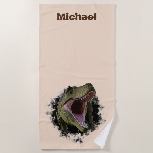 Tyrannosaurs T-rex Dinosaurier Personalisiert Name Strandtuch (Vorderseite)